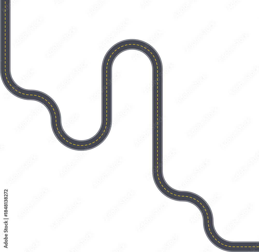 Fototapeta premium Top view street layout depicting a maze line configuration with squared turns and consistent road markings.