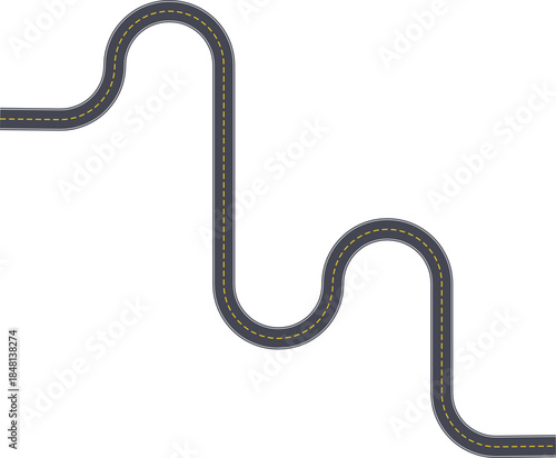 Top view highway path graphic showing a maze structure composed of squared wave segments and aligned lane lines.