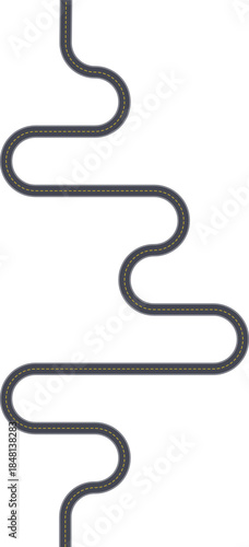 Top view road graphic featuring an asymmetric maze layout built from squared wave path segments with standard markings.