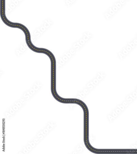 Top view street layout showing a diagonal maze path composed of squared wave turns and lane indicators.