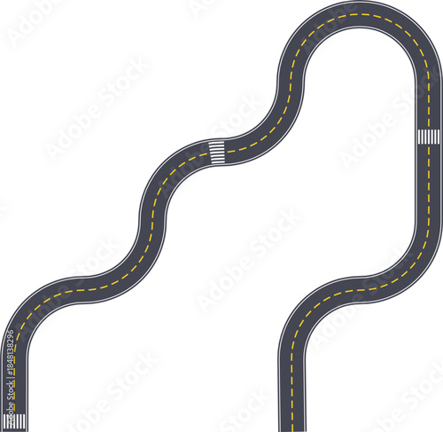 Top view highway path graphic illustrating a diagonal maze configuration using squared wave geometry.