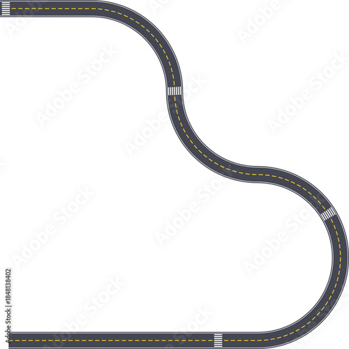Top view highway graphic illustrating a labyrinth path built from squared wave segments.