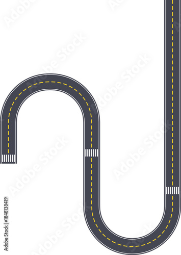 Top view roadway graphic showing an irregular labyrinth path composed of squared wave turns.