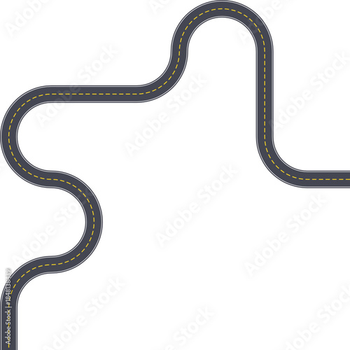 Top view roadway graphic depicting a linear path composed of repeated squared wave segments.