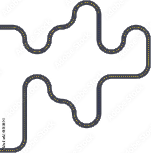 Top view street layout showing a labyrinth zigzag route built from squared wave turns.