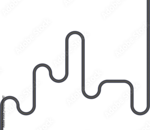 Top view road design presenting a maze-based path with extended routing and squared turns.