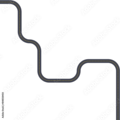 Top view street layout illustrating a continuous squared path with standard lane markings.