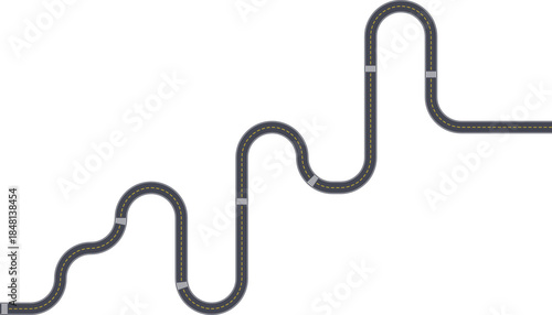 Top view highway path graphic showing a maze configuration made of squared wave turns.