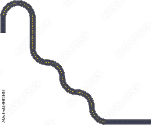 Top view roadway design depicting a diagonal zigzag maze path with squared geometry.