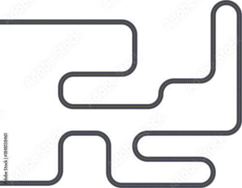 Top view road graphic combining maze routing and zigzag squared path structure.