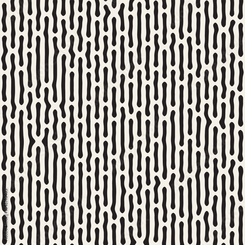 Vector seamless organic pattern. Black wavy vertical lines on a white background create an abstract pattern. The lines vary slightly in thickness and distance, conveying a dynamic, rhythmic feel.