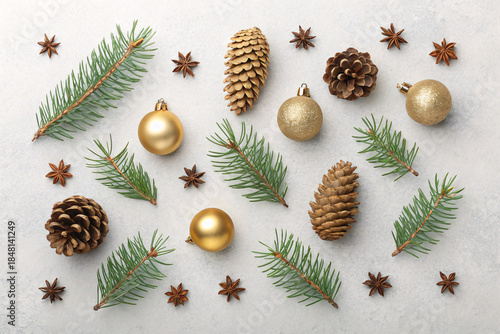 christmas decoration with pine cones