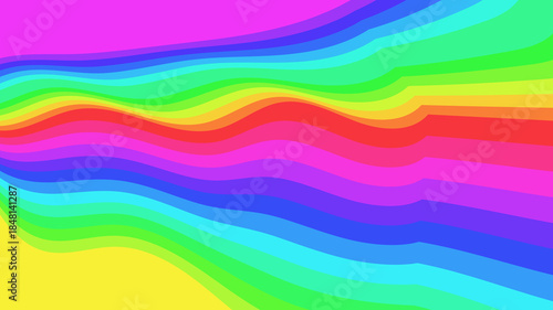 Neon Rainbow Waves: Bright and Bold Abstract Design Featuring Vibrant Colors in Flowing Lines