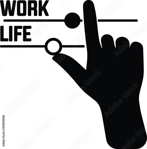 Work Life Balance Concept Hand Adjusting Sliders Flat Vector