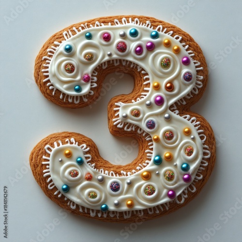 Delicious Decorated Gingerbread Cookie Number Three Sweet Treat