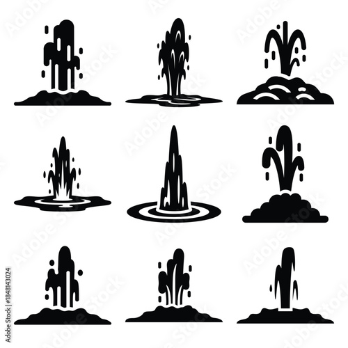 geyser silhouette simple icon set