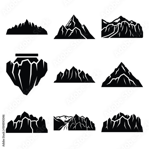 glacier silhouette simple icon set