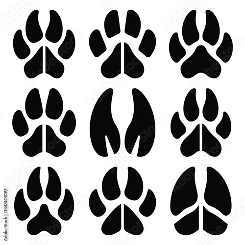 hoof print silhouette icon set