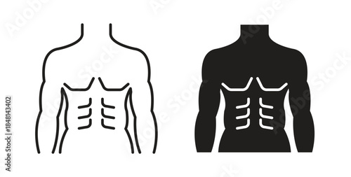 Abs icon vector Illustration and outline Icons. vector silhouette.