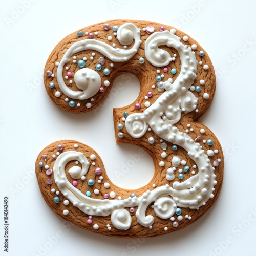 Delicious Decorated Gingerbread Cookie Number Three Sweet Treat