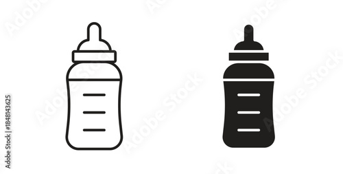 Baby milk bottle icon vector Illustration and outline Icons. vector silhouette.
