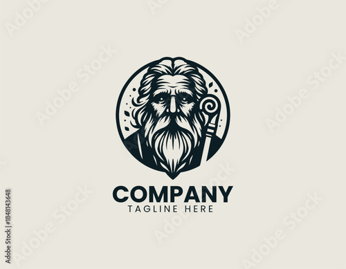 Wise old man represents knowledge guidance and tradition in a timeless black vector logo illustration