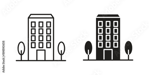 Apartment icon vector Illustration and outline Icons. vector silhouette.
