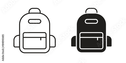 Backpack icon vector Illustration and outline Icons. vector silhouette.