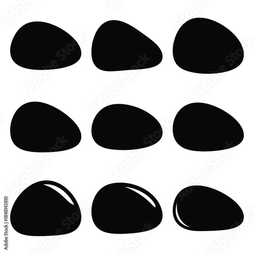 pebble stone silhouette icon set