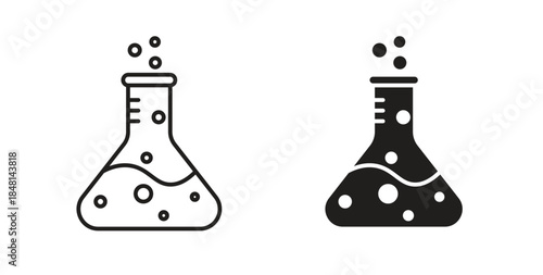 Beaker icon vector Illustration and outline Icons. vector silhouette.