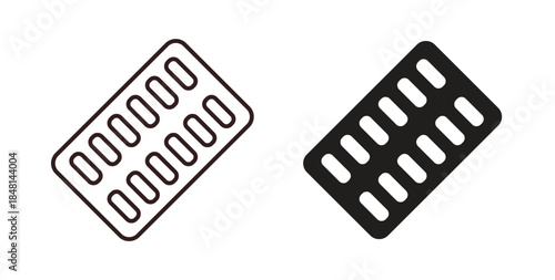 Blister drugs collection Silhouette flat icon design element.icon vector Illustration and outline Icons. vector silhouette.