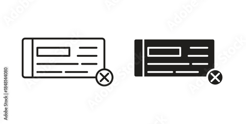Bounced check icon vector Illustration and outline Icons. vector silhouette.