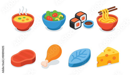 Food and culinary flat icons set