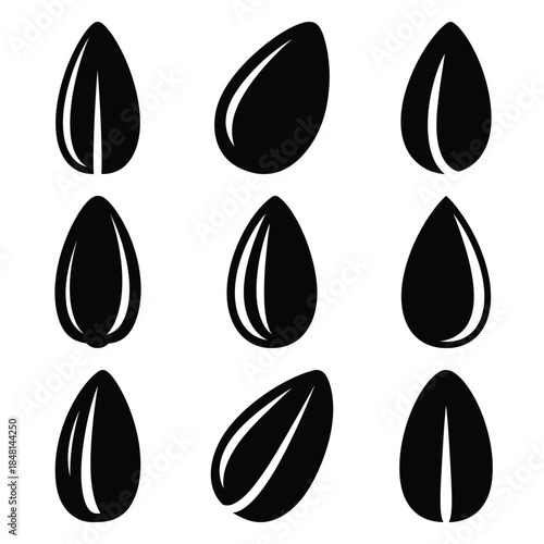 seed silhouette simple icon set