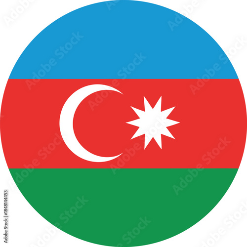 azerbaijan national flag circular flat vector icon design