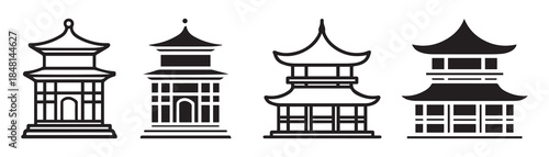 Buddhist Temple Icon Vector Illustration for Religion, Culture, and Architecture Design. Minimalist Buddhist Temple Vector Icon in Flat and Line Style for Travel and Cultural Projects.