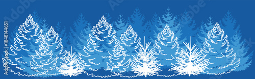 Winter background with Christmas trees