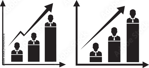 A conceptual image showing business growth and career progression over time
