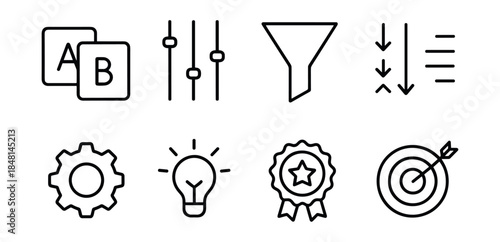 Business and productivity line icons set