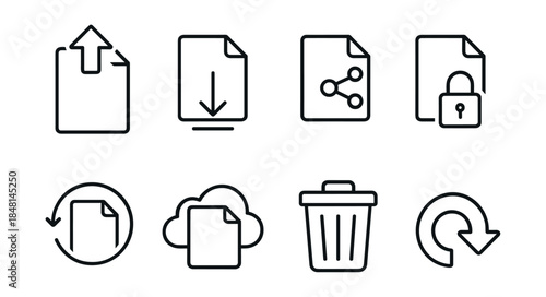 File management line icons set