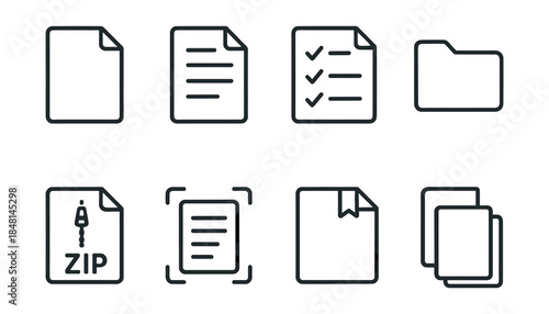 Document and File Minimalist Line Icons Set