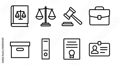 Legal and law line icons set