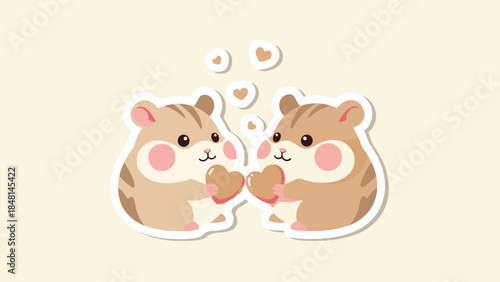 Adorable hamsters sharing hearts with love and affection