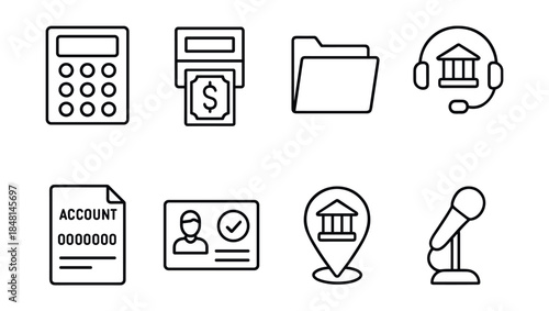Finance and Administration Line Icons Set
