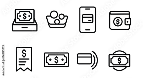 Finance and Transactions Line Icons Set