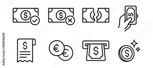 Money and Finance Outline Icons Set