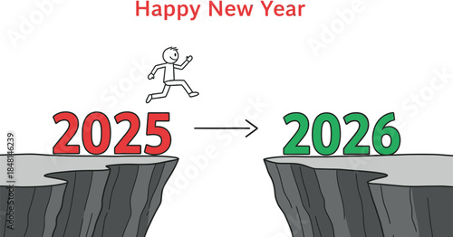 Business Success Jump From 2025 to 2026 Concept
