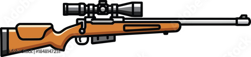 Cartoon sniper rifle with scope and magazine weapon