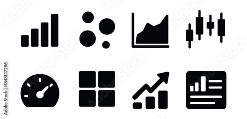 Data visualization and analytics icons set