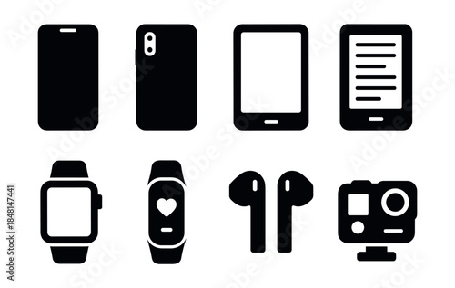 Electronic devices silhouette icons set